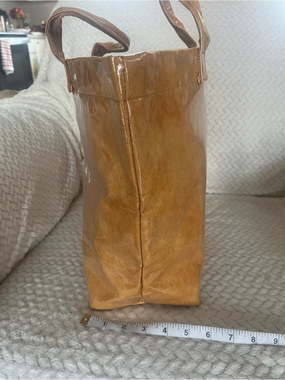 Tote Bag  Leather-Look Tote in Tan - Picture 3 of 11